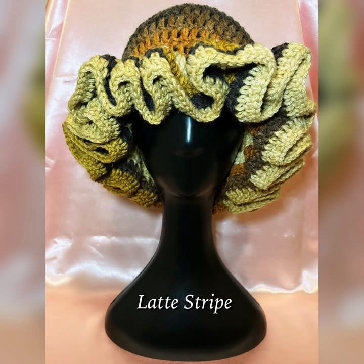 Latte Stripe Ruffle Hat (Made to order) *Top Seller*
